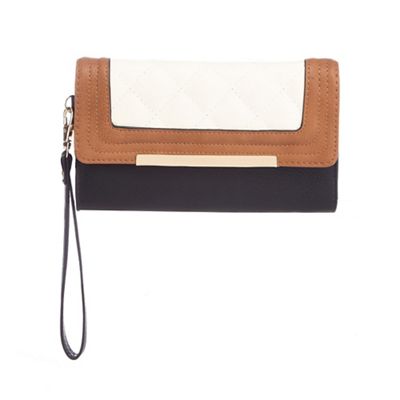 Tan 'Range' colour block quilted purse